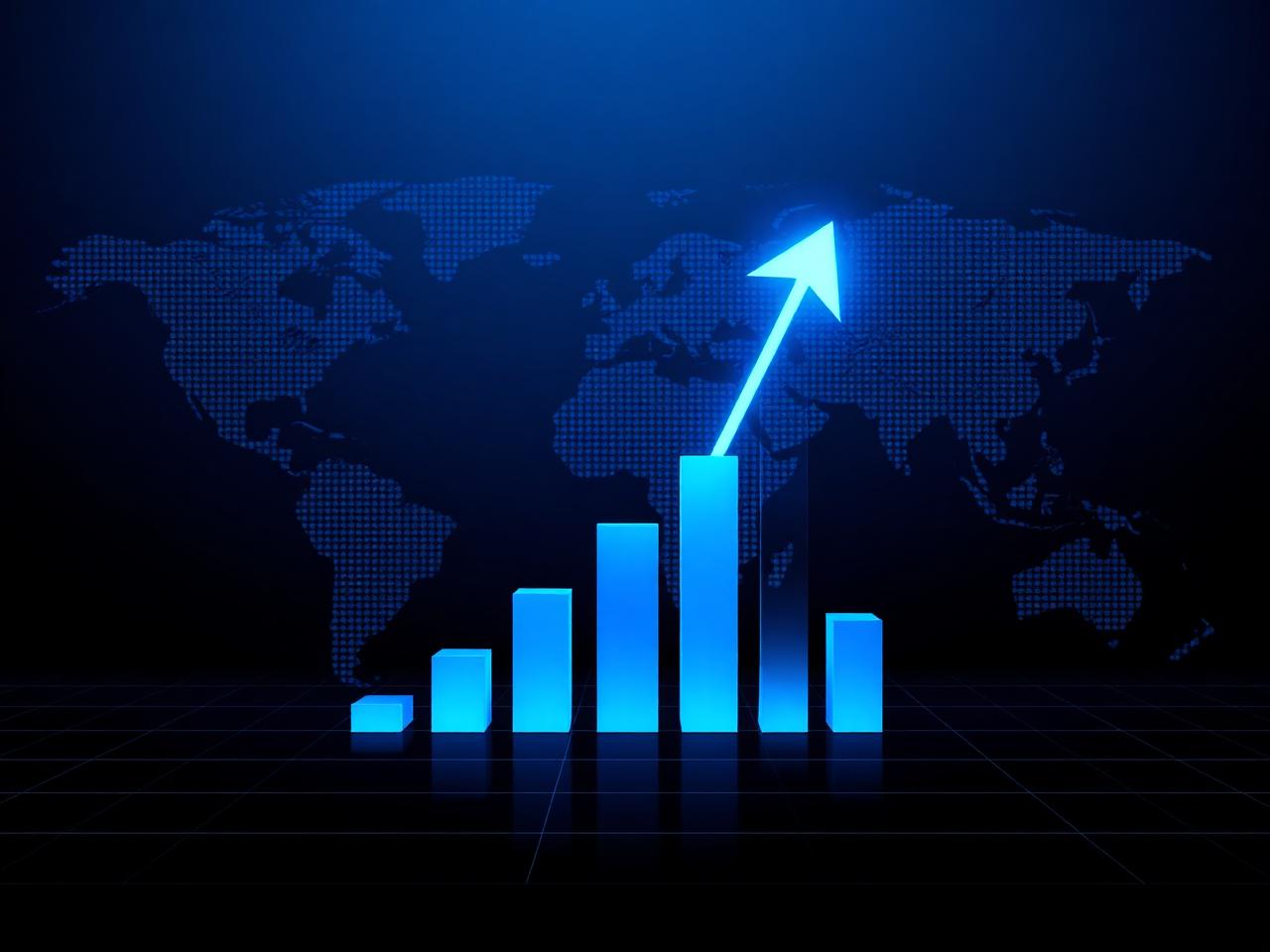 Rising blue bar chart representing lead generation growth